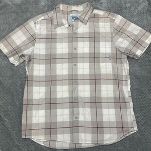 Columbia Men's‎ Large Plaid Print Short Sleeve Collared Button Up Shirt Neutral